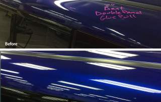 Image of a Ford Flex fender storm damage dent before and after