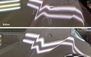 Image of Chevy Equinos Hood with Hail Damage before and after pdr
