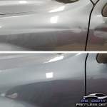 Image of Ford Escape with extreme damage before and after paintless dent repair