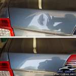 Image of Ford Fusion Trunk lid dent before and after paintless dent removal