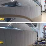 Image of a Dodge Callenger fender dent dent before and after Paintless Dent Repair
