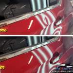 Image of Buick Encore door crease dent before and after paintless dent repair by MI Dent Guy